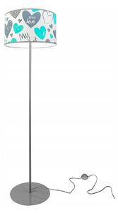Detská stojacia lampa Heart, 1x biele textilné tienidlo so vzororm, (výber z 2 farieb konštrukcie), o, b