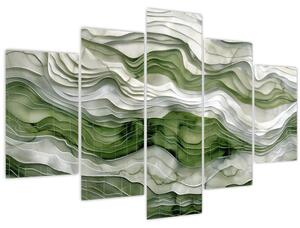 Obraz - Zelenobiele vlnky (150x105 cm)