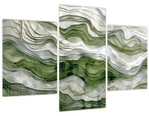 Obraz - Zelenobiele vlnky (90x60 cm)