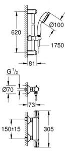 Grohe Grohtherm 800 termostatická sprchová batéria + set Tempesta 2 prúdy, 60cm, chróm 34565001