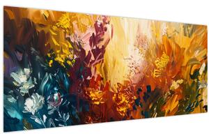 Obraz - Abstraktná maľba kvetov (120x50 cm)