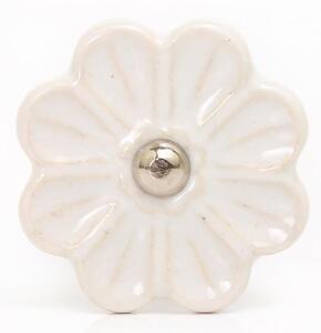 Porcelánová úchytka Flower - bílá