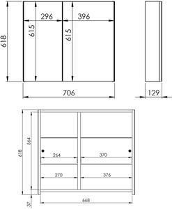 Elita Basic skrinka 70.6x12.9x61.8 cm so zrkadlom 904661