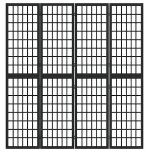 Skladací paraván so 4 panelmi japonský štýl 160x170 cm čierny