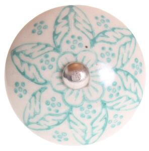 Porcelánová úchytka Beige Flower Green