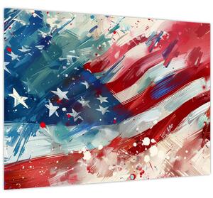 Sklenený obraz - Vlajka USA (70x50 cm)
