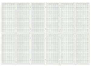 Skladací paraván s 6 panelmi, japonský štýl 240x170 cm biely