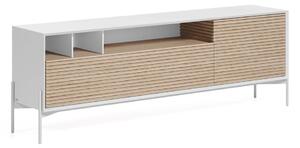 Biela TV komoda s dvierkami z jaseňového dreva Kave Home Marielle, šírka 187 cm