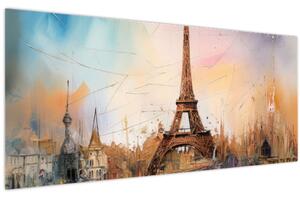 Obraz - Maľba Eiffelovej veže (120x50 cm)