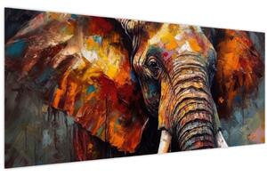 Obraz - Maľba slona (120x50 cm)