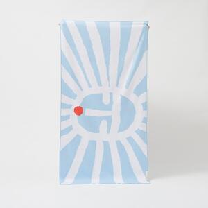 Modrá plážová osuška Sunnylife Sun Face, 175 x 90 cm