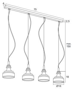Argon 1650 - LED Luster na lanku TULUZA 4xLED/5W/230V