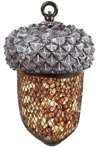 Závesné kŕmidlo pre vtáky Acorn, 30x13,5 cm, kov/polyesterová živica, sivá