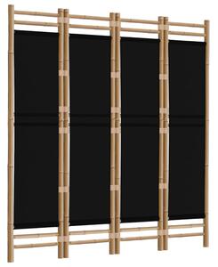 Skladací 4-panelový paraván 160 cm bambus a plátno