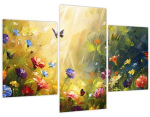 Obraz - Jarná kvetinová lúka, maľba (90x60 cm)