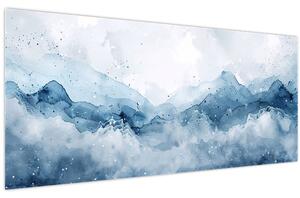 Obraz - Mraky a vlny, akvarel (120x50 cm)