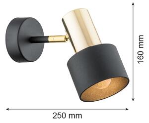 Argon 4265 - Nástenné bodové svietidlo DORIA 1xE27/15W/230V čierna/mosadz