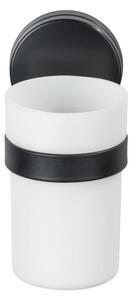 Čierno-biely nástenný pohárik na kefky Wenko Static-Loc® Plus