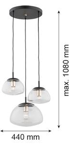 Argon 1492 - Luster na lanku TRINI 3xE27/15W/230V čierna