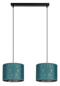 Luster na lanku REZO 2xE27/60W/230V tyrkysová