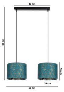 Luster na lanku REZO 2xE27/60W/230V tyrkysová