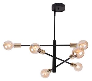 Luster na tyči ONYX 6xE27/60W/230V čierna/zlatá