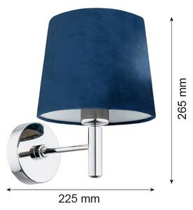 Argon 3908 - Nástenná lampa BOLZANO 1xE27/15W/230V modrá/lesklý chróm