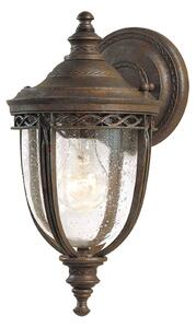 Nástenná lampa English Bridle, IP44, Ø 16,5 cm, bronzová, Hnedá / staromosadz, kov, Starožitný, Nástenné svietidlo