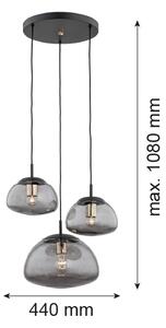 Argon 1493 - Luster na lanku TRINI 3xE27/15W/230V čierna