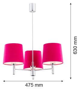 Argon 1382 - Luster na tyči BOLZANO 3xE27/15W/230V ružová/lesklý chróm