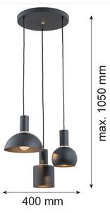 Argon 1472 - Luster na lanku SINES 3xE27/15W/230V čierna