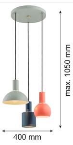 Argon 1479 - Luster na lanku SINES 3xE27/15W/230V zelená/modrá/oranžová