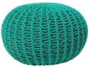 Puf Okrúhly zelený bavlnený, pletený 50 x 35 cm, pletený