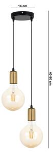 Luster na lanku MIROS 2xE27/60W/230V guľatý čierna/zlatá