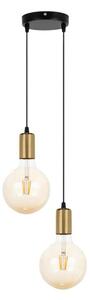 Luster na lanku MIROS 2xE27/60W/230V guľatý čierna/zlatá
