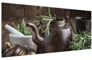 Obraz - Kanvička s rozmarínom (120x50 cm)