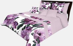 Prehoz na posteľ v krásnej fialovej farbe s potlačou dokonalých fialových kvetov Fialová