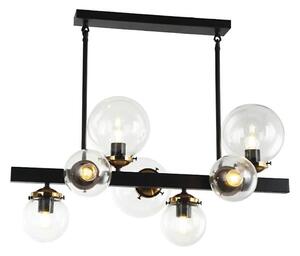 Klausen 106003 - Luster na tyči HYPERION 7xE27/7W/230V čierna/číra