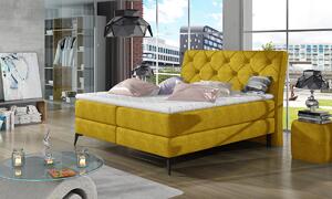 NABBI Lazio 160 čalúnená manželská posteľ s úložným priestorom žltá