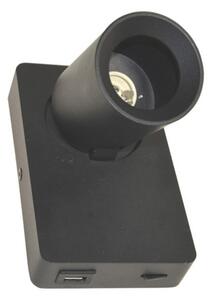Nástenné bodové svietidlo TAFT 1xGU10/30W/230V USB čierna