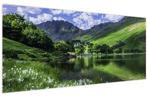 Obraz - Krajina s jazerom (120x50 cm)