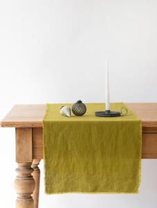 Zelený ľanový behúň na stôl Linen Tales Classic, 40 x 150 cm