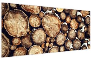 Obraz - Drevo v snehu (120x50 cm)
