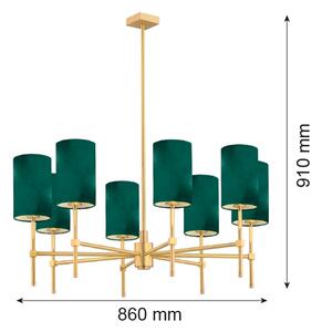 Argon 5055 - Luster na tyči ABRUZZO 8xE14/7W/230V mosadz/zelená
