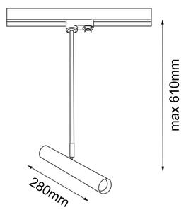 Amplex 8881 - Luster na tyči do lištového systému AKADI 1xGU10-MR11/15W/230V