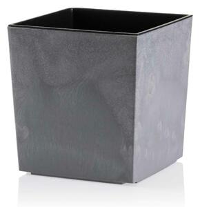 PLASTOVÝ KVETINÁČ FLORE 19X19 CM IMITÁCIA BETÓNU SIVÁ