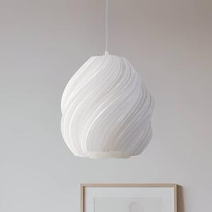 Závesné svietidlo Lindby Nuvia, Ø 30 cm, biele, 3D tlač, Biela / opálová, Obývacia izba / jedáleň, Moderný, Závesné svietidlo
