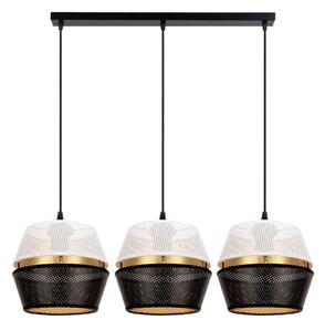 Luster na lanku PARIS 3xE27/60W/230V biela/čierna/zlatá