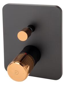 F-Design Ardesia, podomietková 2-výstupová vaňová/sprchová batéria, čierna matná-ružové zlato, FD1-ARD-7P-25