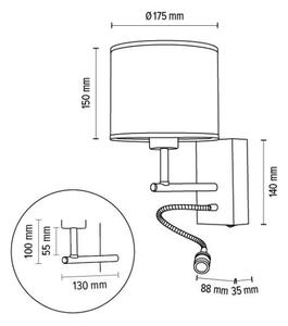 Spot-Light 57291974 - Flexibilné svietidlo BOHO 1xE27/25W + LED/1W/230V dub